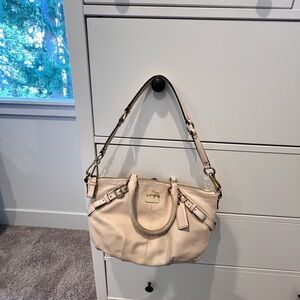 Coach Cream Leather Shoulder Bag with Gold Hardware